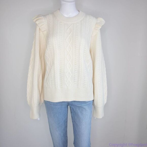 Madewell Hollydene Ruffle-Shoulder Pullover Sweater, women's size XXL - Picture 2 of 16